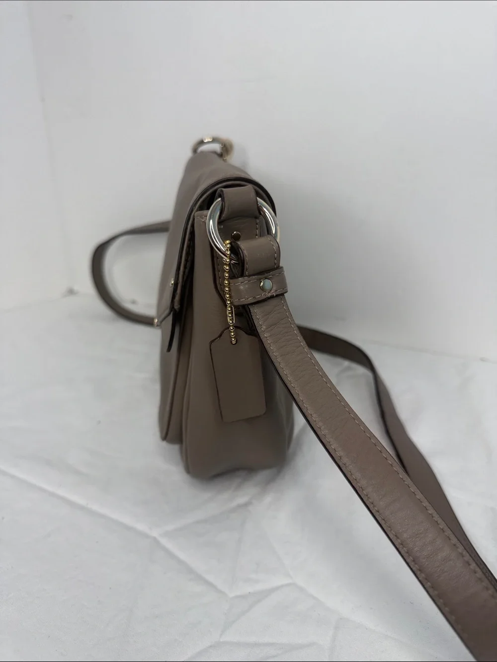 Coach Taylor Mini Taupe tan Leather Flap Crossbody Bag